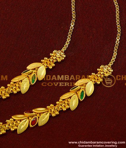 MAT88 - Latest Matilu Designs Gold Forming Ear Chain Enamel Finish Leaf Model Mattal Online