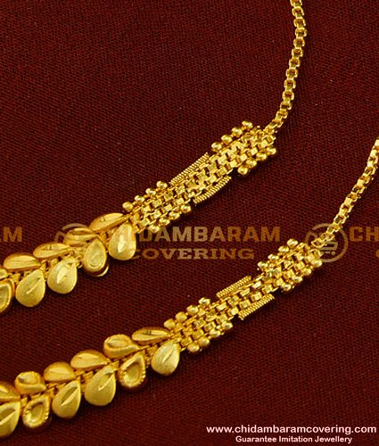 MAT90 - Real Gold Designs Ear Chain Leaf Model Plain Gold Forming Side Matilu for Women