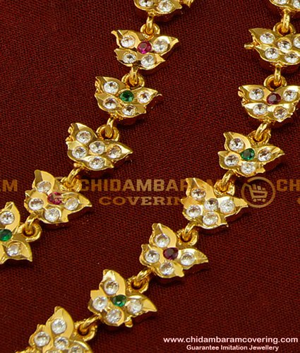MAT96 - Panchaloha Gold Plated Ear Chain Bridal Wear 5 Metal Impon Multi Stone Maatal Online 