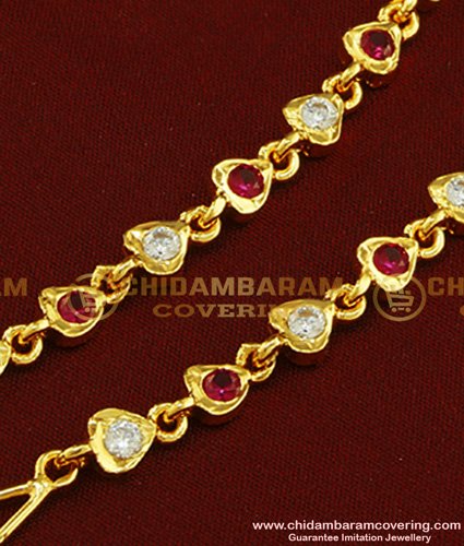 MAT98 - Latest Impon Bridal Wear Simple Ad Stone Matilu Designs Side Ear Chain Online