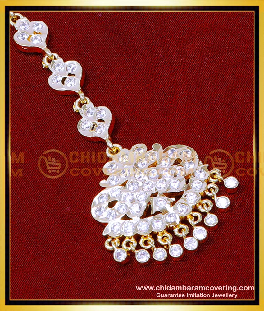 NCT333 - New Impon White Stone 1 Gram Gold Maang Tikka Online