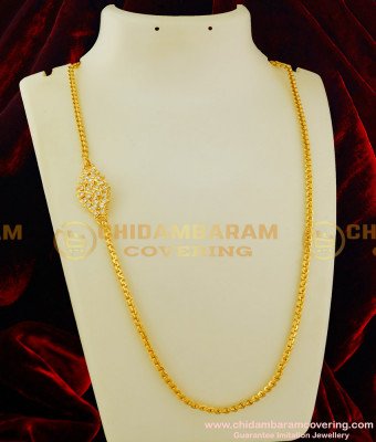 MCHN118 - Real Gold Design Impon White Stone Mugappu With Chain Buy Online Shopping