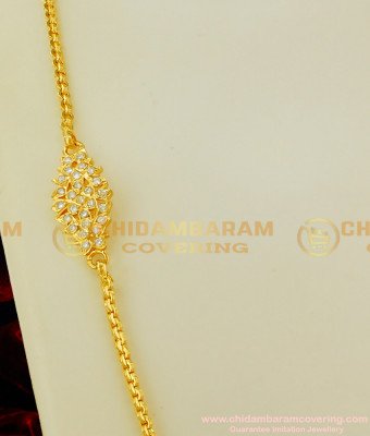 MCHN118 - Real Gold Design Impon White Stone Mugappu With Chain Buy Online Shopping