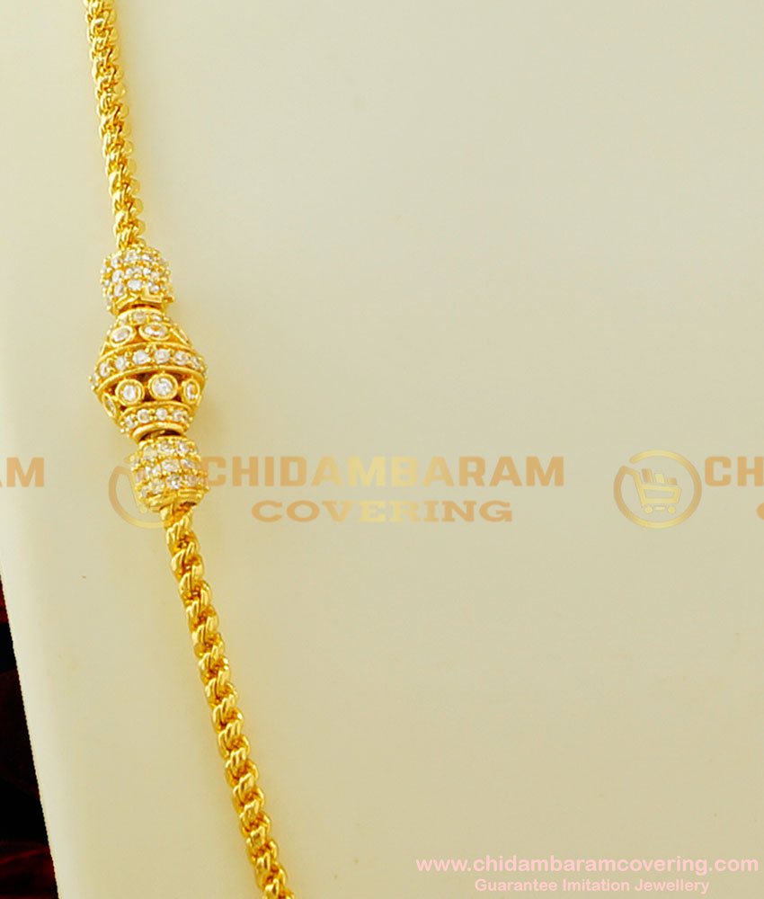 MCHN123 - Unique Collection Thali Chain with Stone Mugappu One Gram Gold Mugappu Chain Online