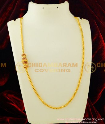 MCHN124 - New Designer Ruby Stone Mugappu Gold Thali Chain Design Buy Indian Jewellery Online