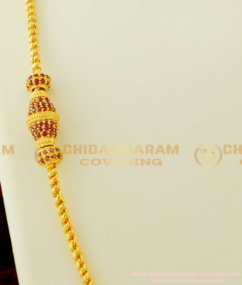 MCHN124 - New Designer Ruby Stone Mugappu Gold Thali Chain Design Buy Indian Jewellery Online