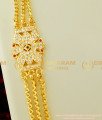 MCHN125 - Impon Multi Stone Flower Design Mugappu Three Line Chain Side Pendant Design for Women
