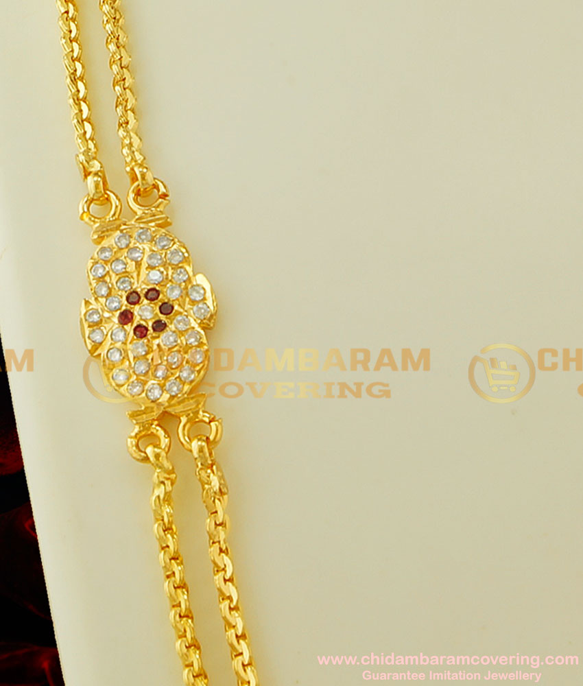 MCHN128 - Traditional Rettai Vadam Gold Design Chain Impon 2 Line Mugappu Buy Online