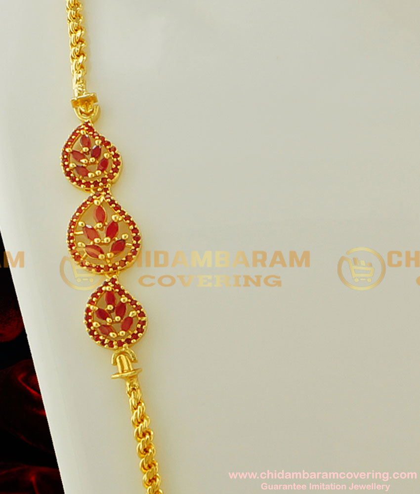 MCHN134 - Trendy 30 Inches Daily Wear Long Thali Chain Ruby Stone Side Pendant Mugappu Chain Buy Online