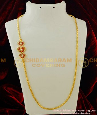 MCHN136 - 30 Inches First Quality Heart Shape Side Pendant Mugappu with Long Roll Kodi Thali Chain Designs Online