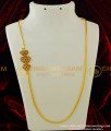 MCHN137 - New Design 30 Inches Gold Plated Ruby Emerald Designer Mugappu Chain Low Price Online