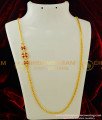 MCHN140 - 30 Inches One Gram Gold White and Red Stone Side Pendant Fancy Design Long Mugappu Chain 