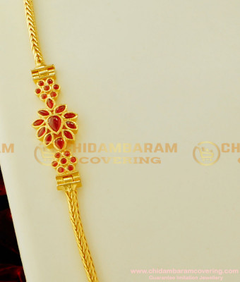 MCHN143 - New Design Kemp Stone Full Ruby Stone Side Locket For Mugappu Chain Low Price Online