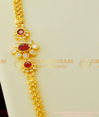 MCHN146 - New Uncut Diamond Designer Mugappu Side Stone Pendant Mugappu Chain Buy Online