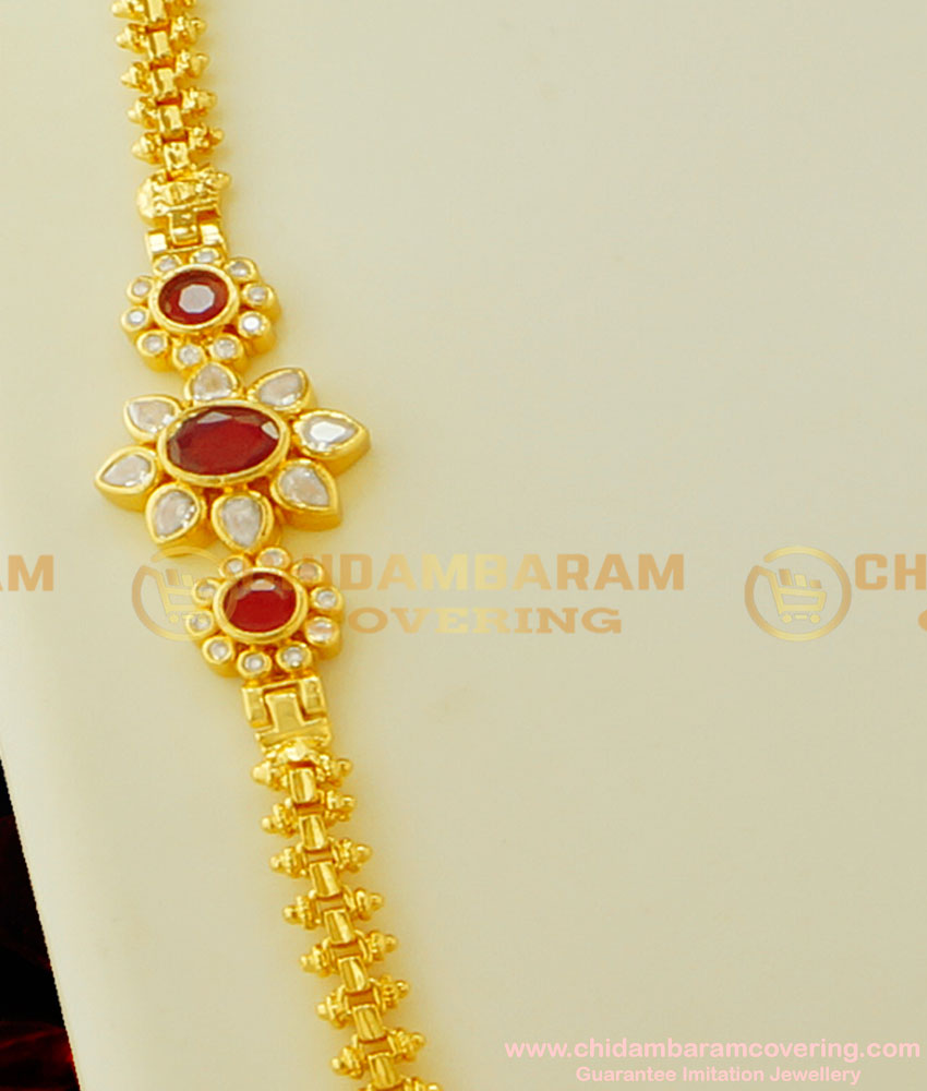 MCHN146 - New Uncut Diamond Designer Mugappu Side Stone Pendant Mugappu Chain Buy Online