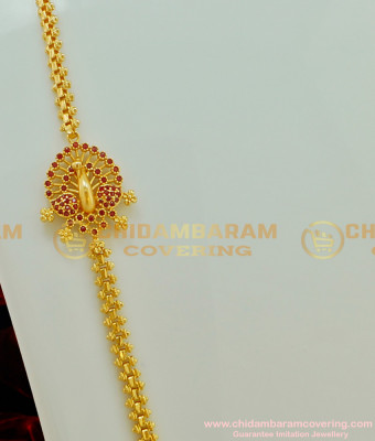 MCHN156 - New Model Ruby Stone Peacock Mugappu Design Side Pendant Thali Chain for Female 