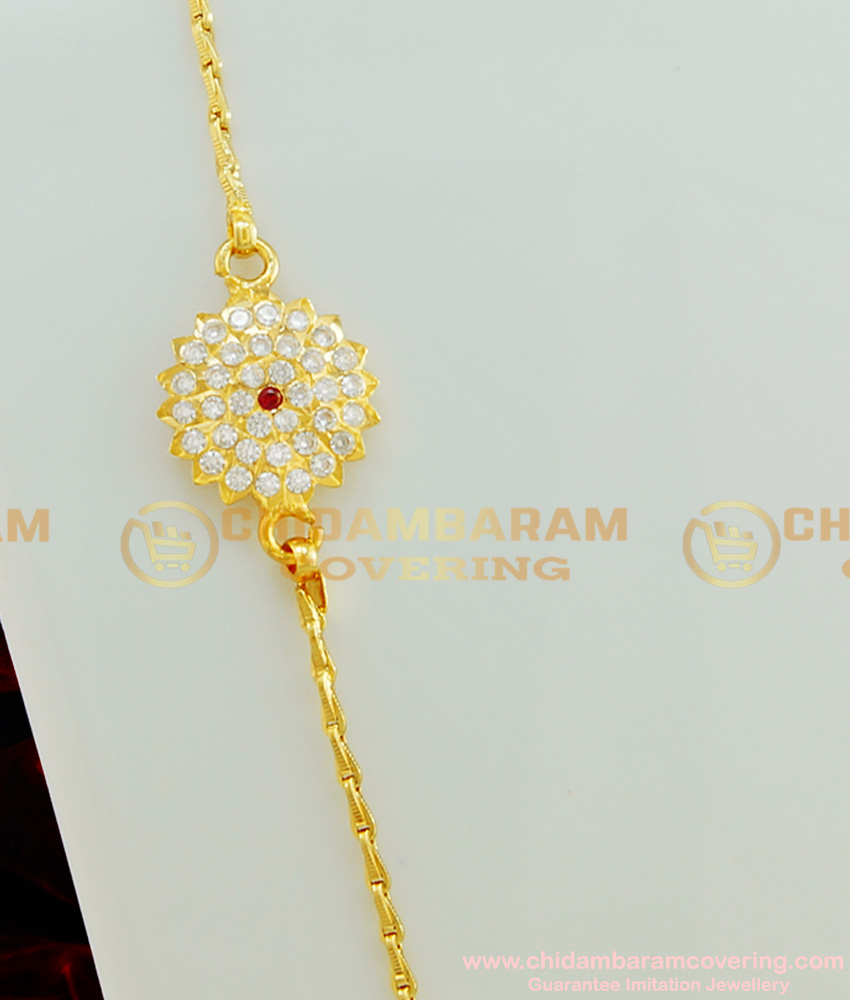 MCHN160 - Latest Round Flower Impon Mugappu Design with Chain Imitation Jewellery