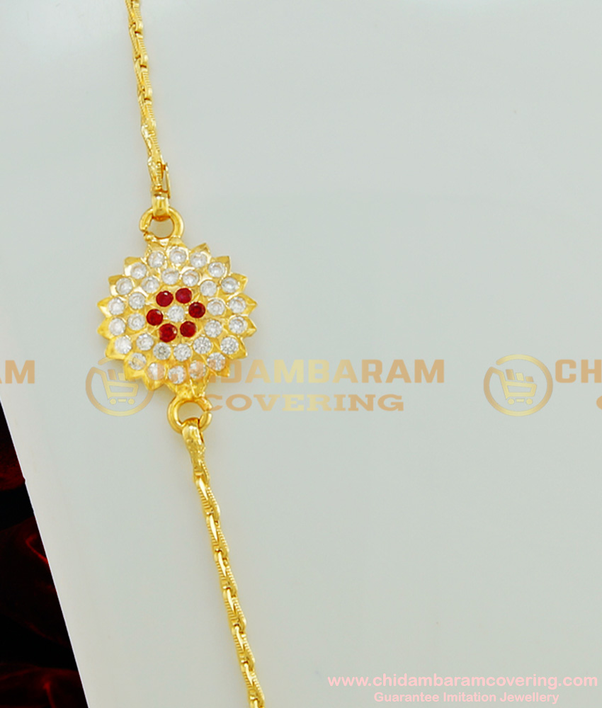 MCHN161 - New Model Mugappu Thali Chain Five Metal Round Gold Mugappu Side Pendant Design