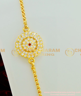 MCHN162 - Trendy Impon Gold Design Big Round Ad Stone Side Dollar with Chain Online Shopping