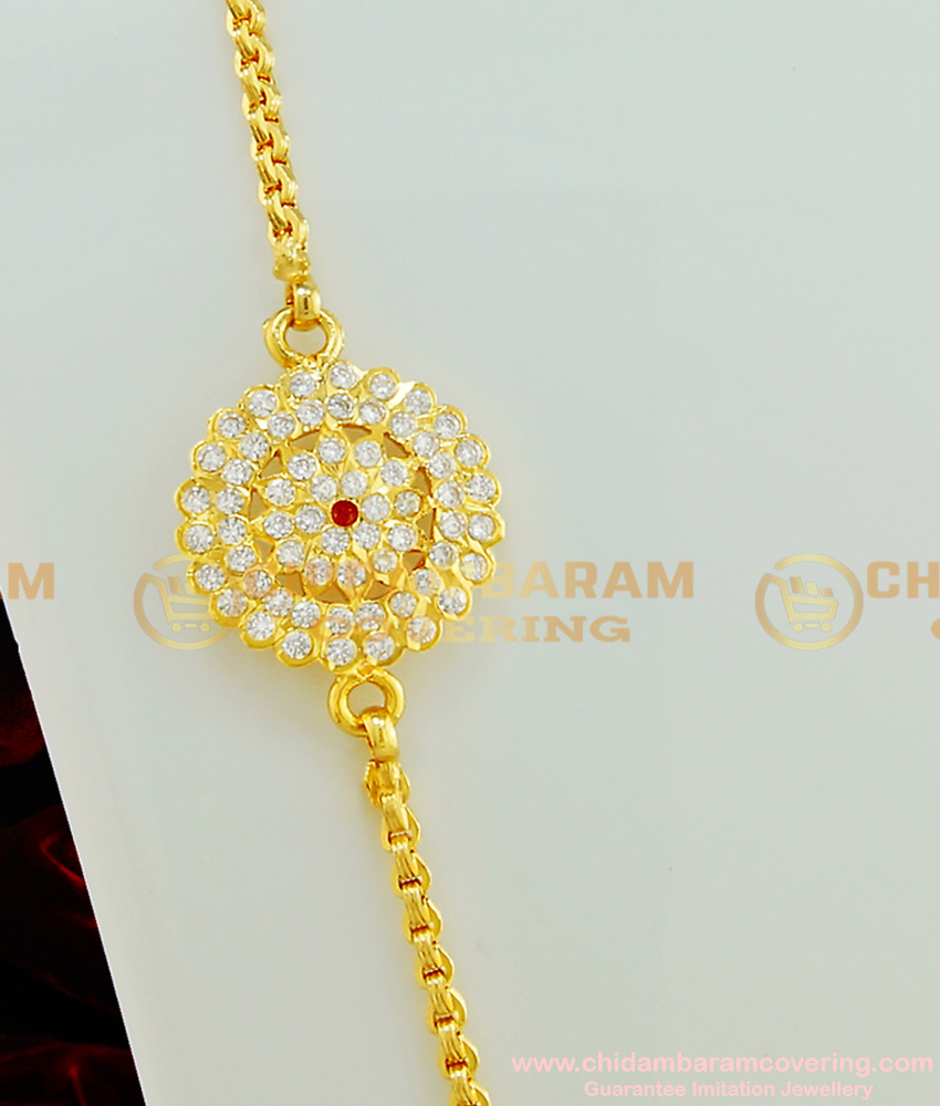 MCHN162 - Trendy Impon Gold Design Big Round Ad Stone Side Dollar with Chain Online Shopping