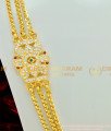 MCHN170 - Beautiful Flower Design Impon Multi Stone Mugappu 3 Line Gold Plated Chain Buy Online