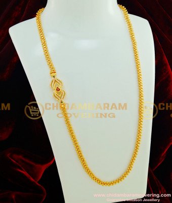 MCHN172 - American Diamond Designer Mugappu Pendant with Chain Buy Indian Jewellery Online