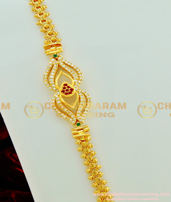MCHN172 - American Diamond Designer Mugappu Pendant with Chain Buy Indian Jewellery Online