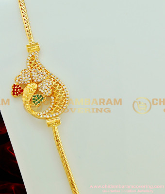 MCHN178 - Beautiful Design Ad Stone Big Floral Designer Mugappu With Thali Kodi Chain Online