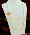 MCHN180 - Latest Gold Design Ad Stone Round Shape Plain Gold Lakshmi Mugappu Chain Design Online
