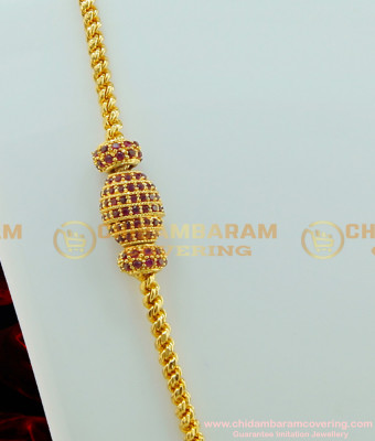MCHN191 - New Designer Ruby Stone Mugappu Gold Thali Chain Design Buy Online