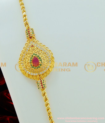 MCHN197 - 24 Inches New Designer Multi Stone Big Size Mugappu With Chain Latest Trending Jewellery Online