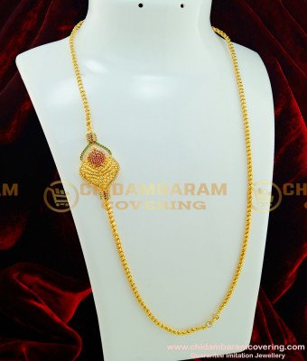 MCHN198 - 24 Inches Latest Fashion Beautiful Designer Multi Stone Big Size Mugappu with Thali Chain Online
