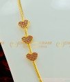 MCHN200 - Pure Gold Plated Ruby Stone Gold Finish Heart Design Mugappu Chain Design for Ladies