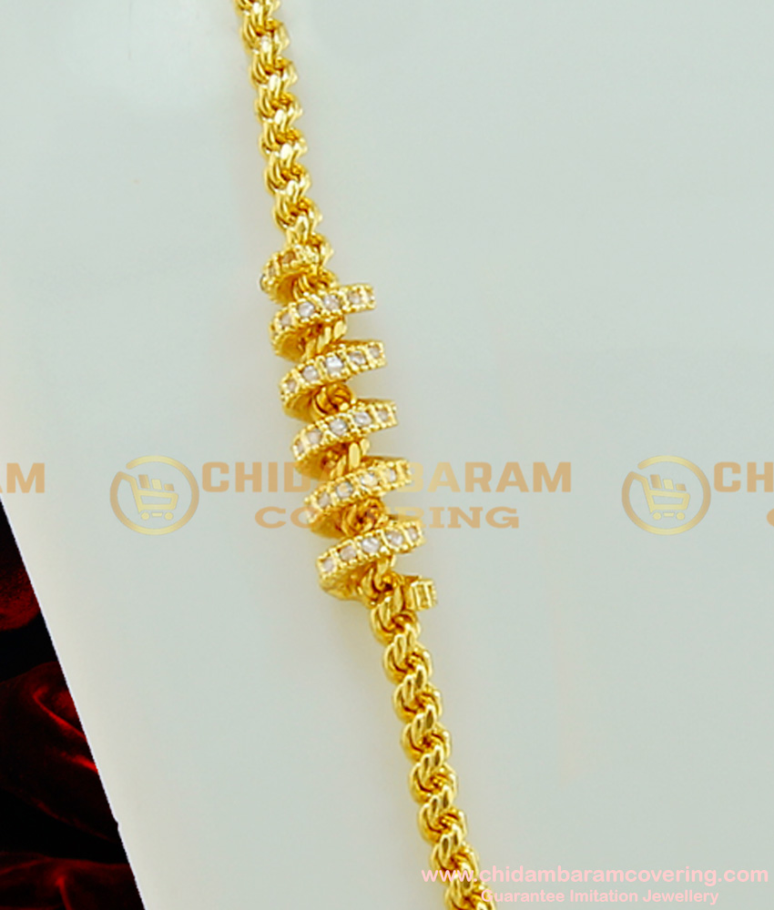 MCHN205 - Trendy Gold Plated Thali Kodi Chain Ad Spiral Design Mugappu Chain Indian Imitation Jewellery