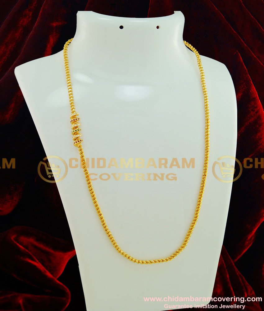 MCHN207 - New Model Multi Stone Twisted Mugappu Guaranteed Murukku Thali Chain with Mugappu Designs Online
