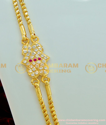 MCHN224 - Gold Design Impon Mugappu with Two Line Thali Chain Daily Wear Impon Jewellery for Women 