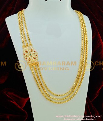 MCHN228 - 24 Inches Indian 5 Metal Big Mugappu Design With 3 Step Chain Three Line Mugappu Chain Design