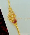MCHN231 - Latest Daily Wear White and Ruby Peacock Design Side Mugappu Chain for Women