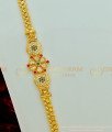 MCHN233 - One Gram Gold Plated Multi Stone Stone Side Pendant Mugappu Chain for Women