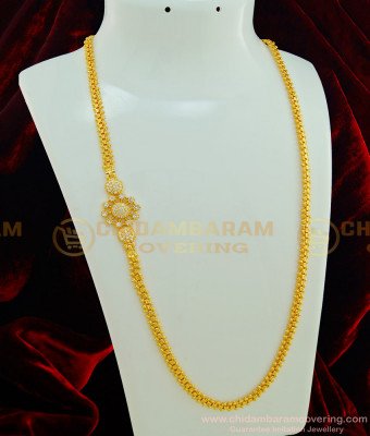 MCHN237 - American Diamond Gold Mugappu Designs Side Stone Pendant Imitation Jewelry
