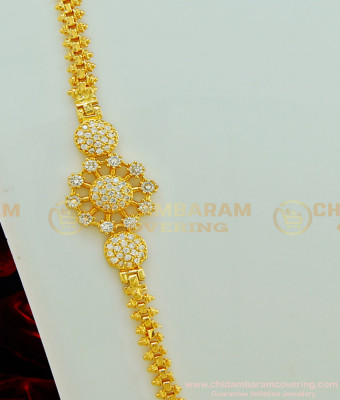 MCHN237 - American Diamond Gold Mugappu Designs Side Stone Pendant Imitation Jewelry