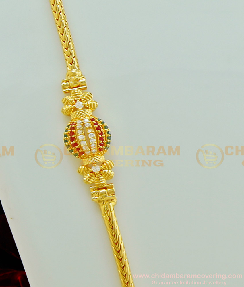 MCHN238 - Mugappu Thali Chain New Model Gold Plated Stone Mugappu Chain for Ladies 