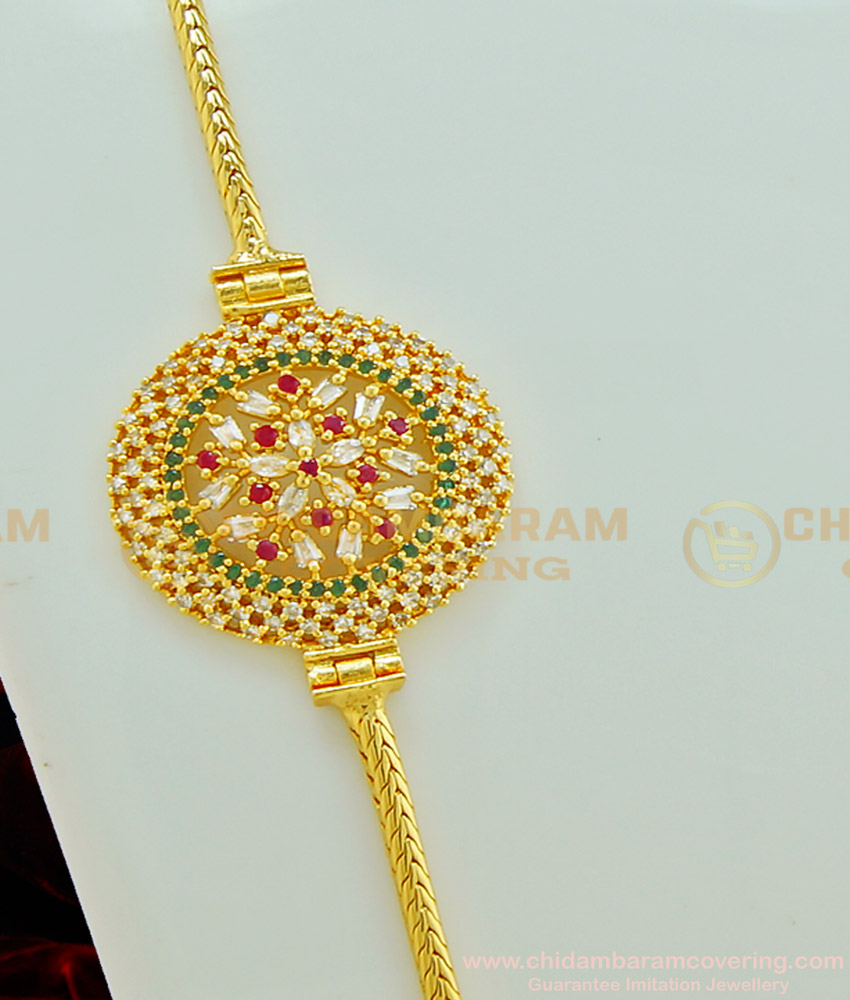 MCHN244 - Latest Gold Plated Round Full Stone Mugappu Chain Collections at Best Price Buy Online 