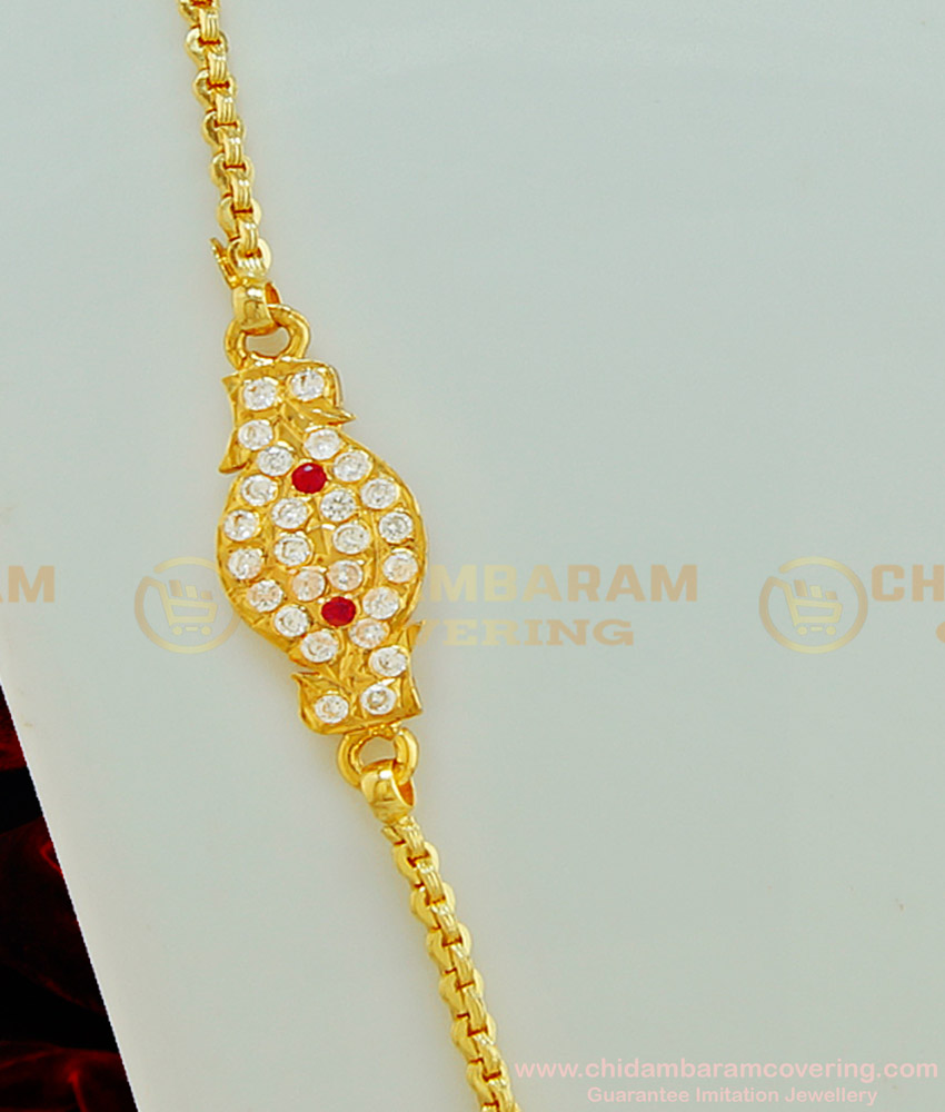 MCHN251 - Traditional Five Metal Peacock Design Mugappu Chain Gold Plated Impon Mugappu Dollar Chain