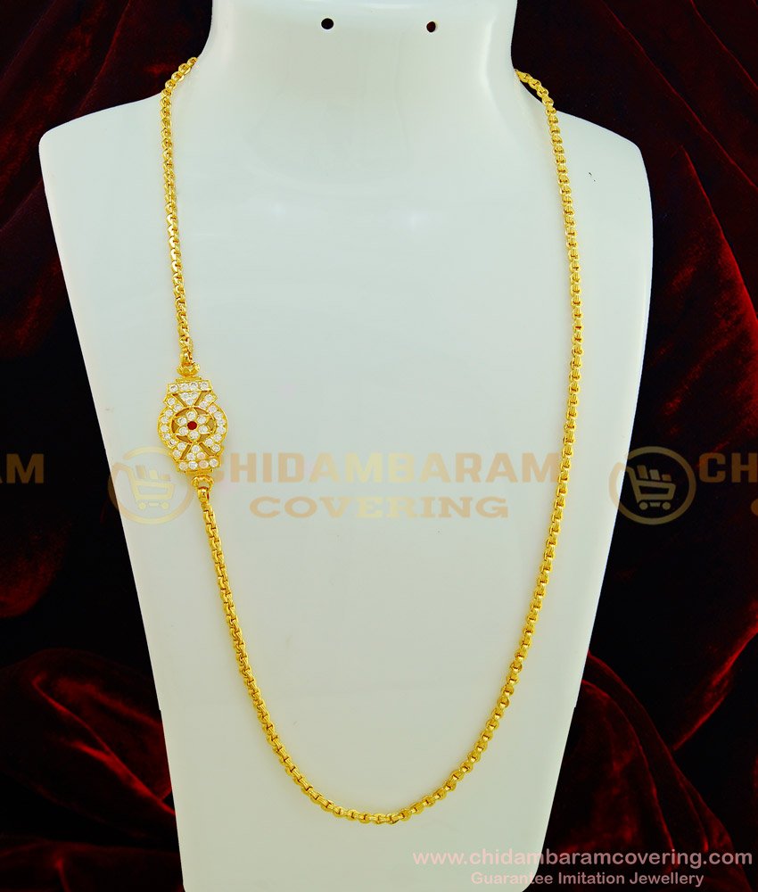 MCHN259 - Traditional Five Metal Design Mugappu with Chain Gold Plated Impon Jewelry Online
