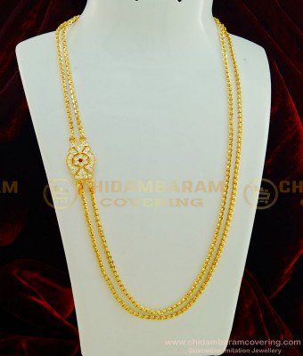 MCHN261 - Traditional Impon Rettai Vadam Mugappu Chain 2 Line Chain Buy Online