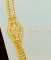 MCHN268 - Impon White Stone Flower Design Side Pendant Mugappu Chain Double Chain Design Guaranteed Jewellery