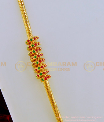 MCHN271 - Elegant Ruby Emerald Stone Spiral Design Mugappu Thali Kodi Chain Buy Online