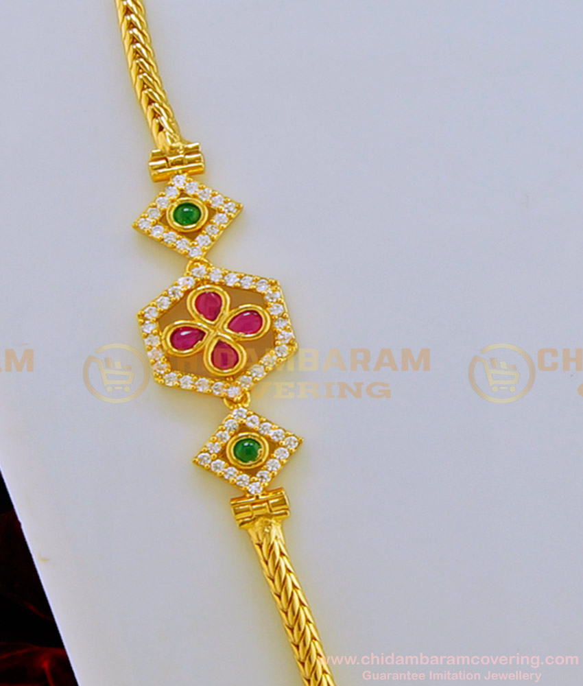 MCHN274 - Latest Gold Plated Multi Stone Daily Wear Mopu Chain Designs Online
