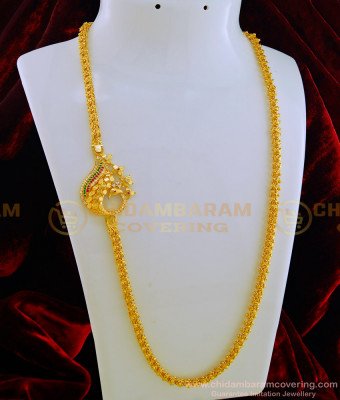 MCHN277 - Latest Fashion Beautiful Designer Multi Stone Peacock Design Mugappu Chain Online